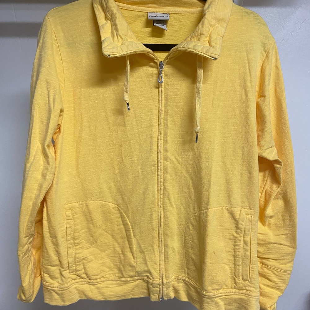 Vintage Artisans Women's Full Zip Yellow Sweater Size M Athleisure Yoga Hiking